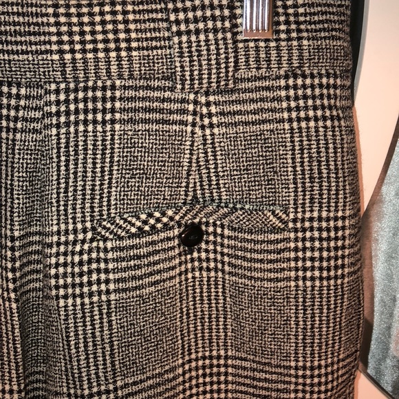 VTG 80s Wool Houndstooth Plaid Hi-waist Trouser - Picture 11 of 13